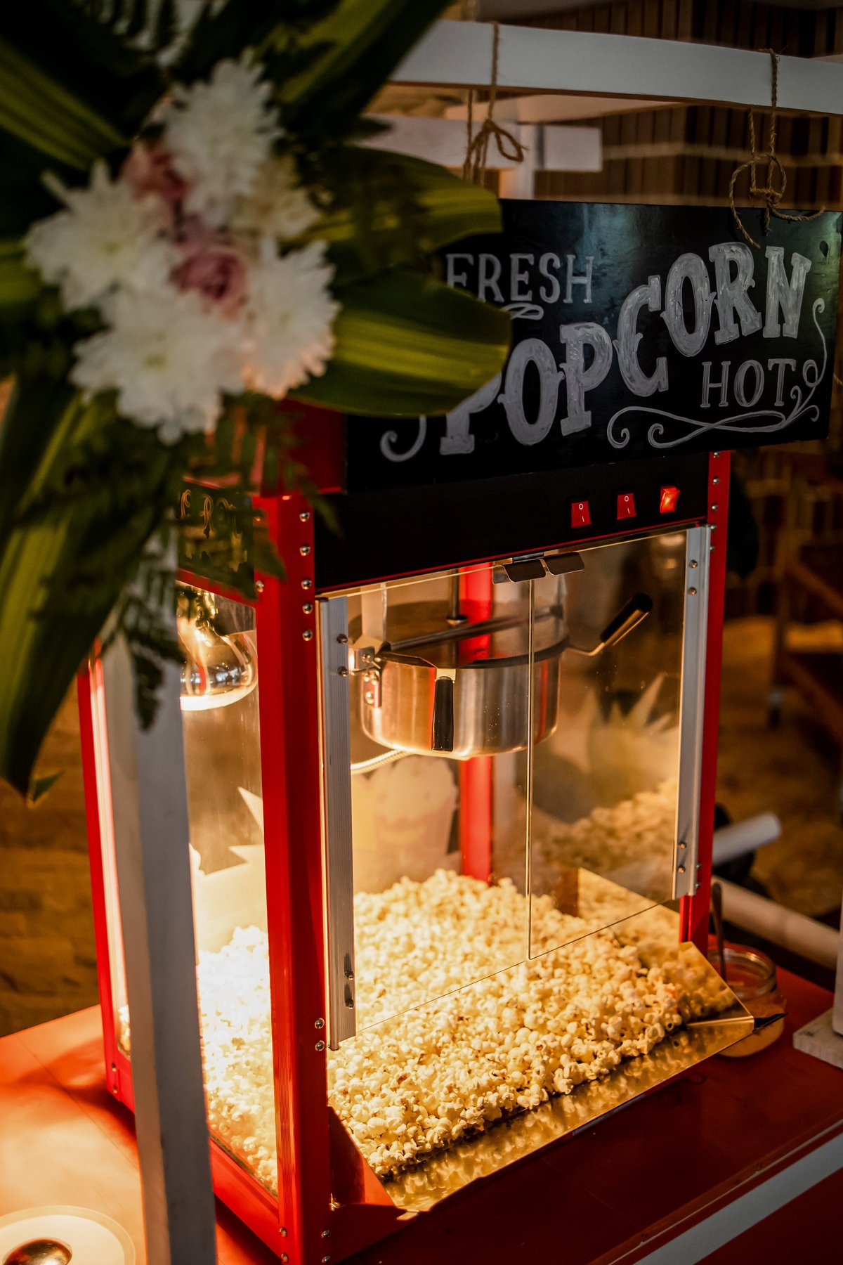 Popcorn machine at party