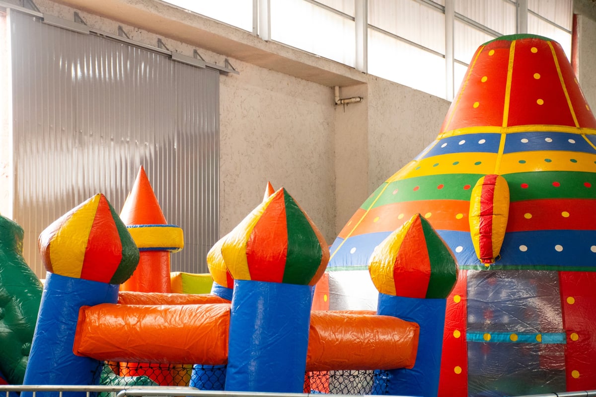 Inflatable bounce house party for kids