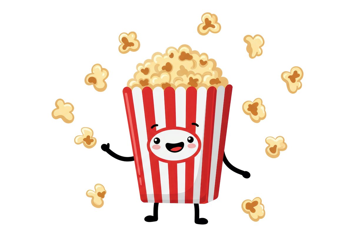 Colorful cartoon popcorn box at a carnival